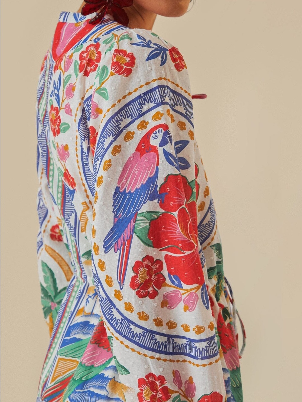 FARM Rio Off-White Flowers Beach Mini Dress Medium - Picture 3 of 11